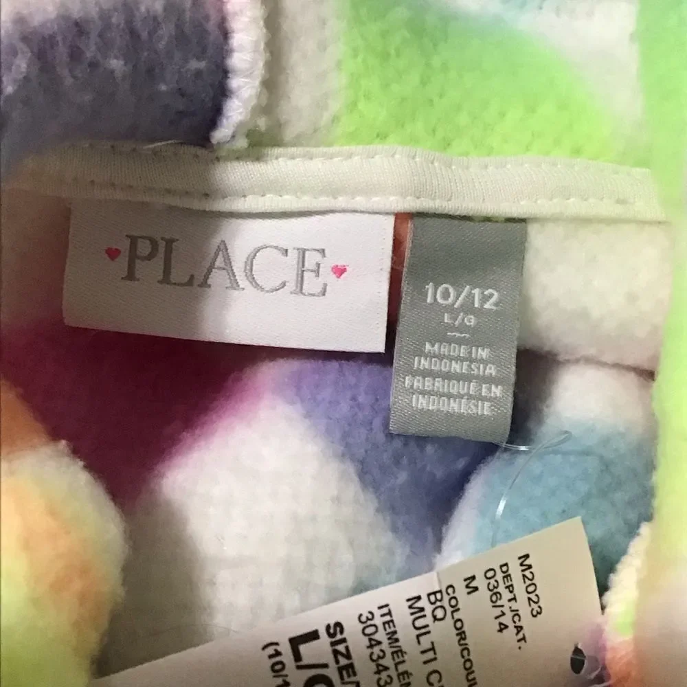 The Children's Place Multi-Colored Checkered Fuzzy Hoodie L‎ 10/12